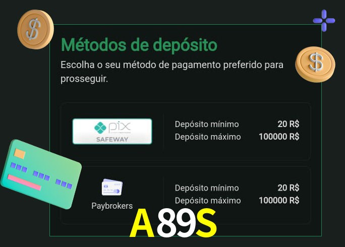 O cassino A89S oferece uma grande variedade de métodos de pagamento